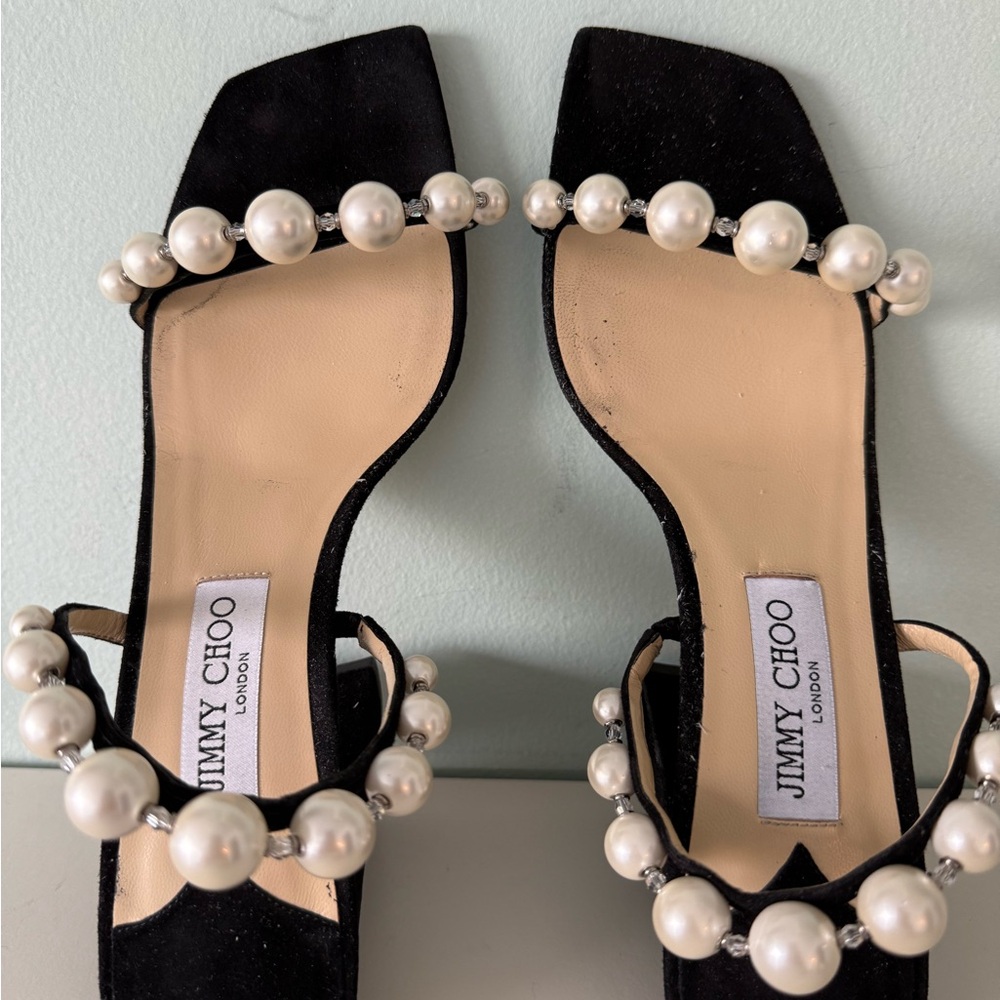 Jimmy Choo Black Pearl-Embellished Women's Sandals